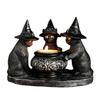 Подсвечник в виде черного кота, смоляной подсвечник в виде кошек на Хэллоуин с ведьмиными шляпами, винтажный подсвечник, настольное украшение, подарок для любителей кошек