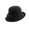 Фетровая шерстяная шляпа-ведро Бандана-шляпа с бантом Траурная шляпа Изысканная черная шляпа-топпер Женская