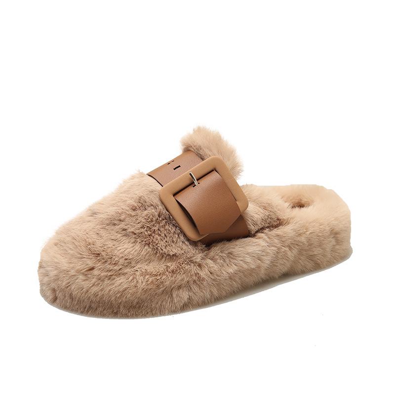 Пушистые тапочки на толстой подошве для женщин, для ношения осенью и зимой 2025 года, новые полутапочки-маффины, высококачественные хлопковые туфли с закрытым носком, для детей