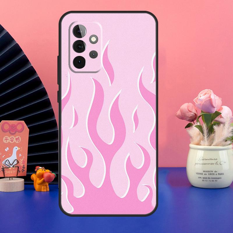 Эстетичный чехол с огнем, светло-голубой, огненно-розовый, для Samsung Galaxy A54 A34 A24 A14 A73 A53 A33 A23 A13 A52 A32 A22 A12 A51 A71