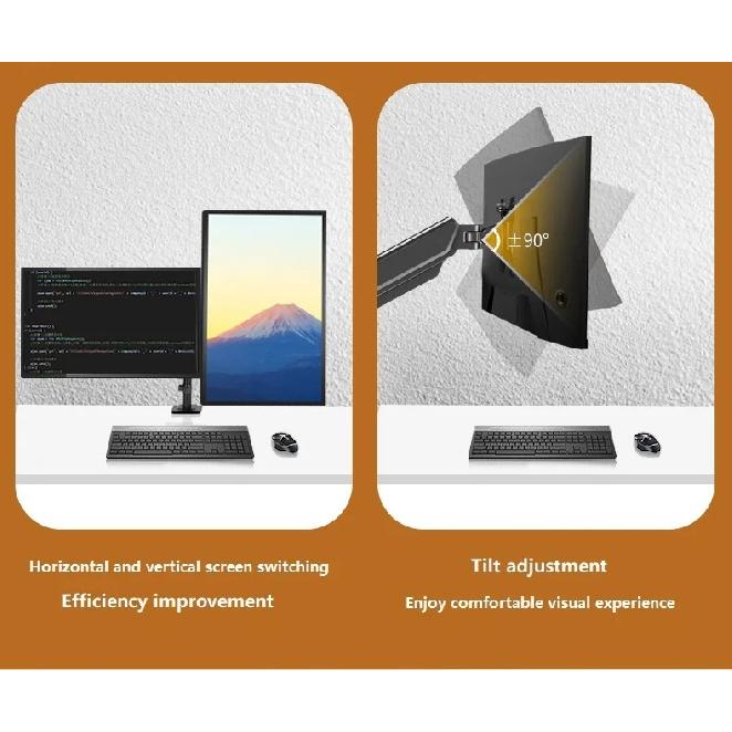 17-32 Inch Dual Monitor Stand 2-9KG/Screen & Laptop tray VESA H33 Full Motion Gas Spring Arm Desk Mount with Clamp & Grommet