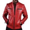 Men's Lambskin Nappa Red Leather Motorcycle Biker Jacket Quilted Style Casual Coat | Clubbing Jacket |