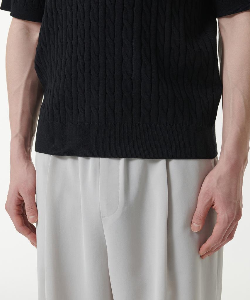 MUSINSA STANDARD Cable Crew Neck Short Sleeve Knit [Black]