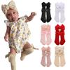 Baby girl knee-high socks with bow headband, cotton socks, ruffled long socks, newborn and toddler, 0-3 years