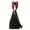 Stylish Letter Embossed Handbag, Color Contrast Crossbody Bag, Women's Top Handle Tote Bag Shoulder Purse