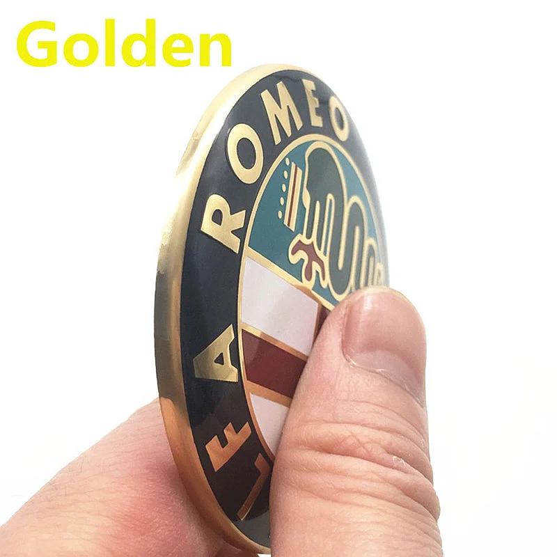 2pcs 74mm 3D Metal Sticker Car Styling Accessories For Alfa Romeo Auto Hood Front Grille Rear Trunk Middle Emblem Badge Logo