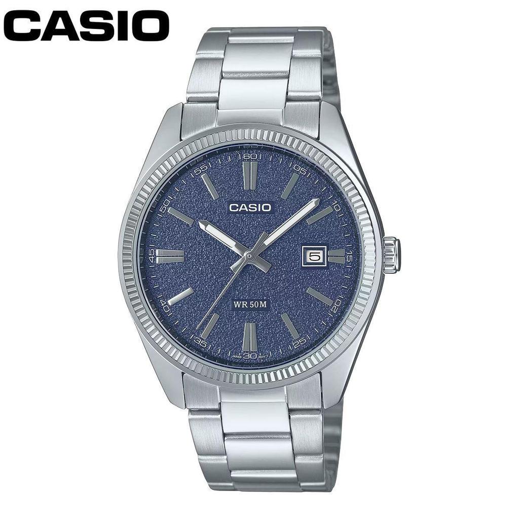 Б/у Мужские аналоговые часы CASIO Casio Standard MTP-1302DA Темно-синий матовый цвет Пескоструйный циферблат Календарь даты Простые деловые часы Ремешок из нержавеющей стали