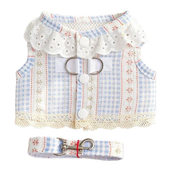 jijijing 1 Set Dog Harness And Leash, Floral with Lace Trim, Breathable Stylish Leash for Small Dogs