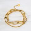 Fashion Double Layer Stainless Steel Link Chain Bangle Bracelet For Women Exquisite Gold Bracelet Jewelry