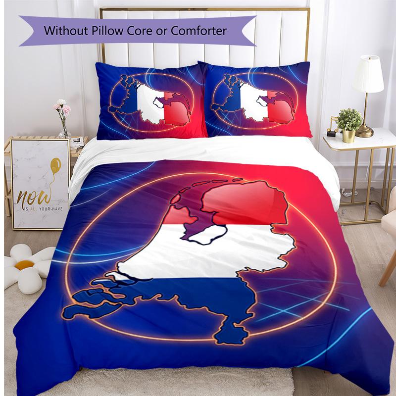 Netherlands Football Printed Bedding 3 Piece Set Cozy Breathable Bed Cover Set as Housewarming Holiday Gift