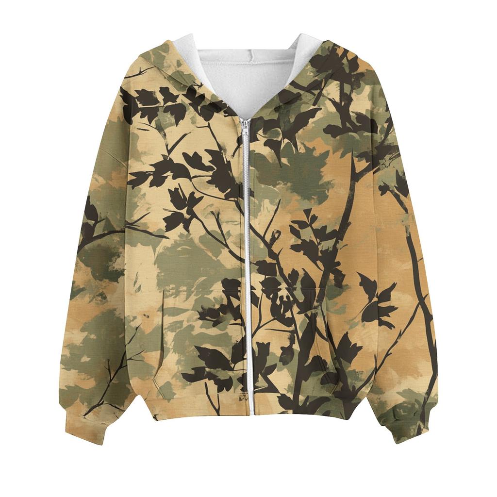 Толстовка с капюшоном на молнии для женщин с длинным рукавом, свободные толстовки для женщин, куртка с карманами, модная одежда на осень