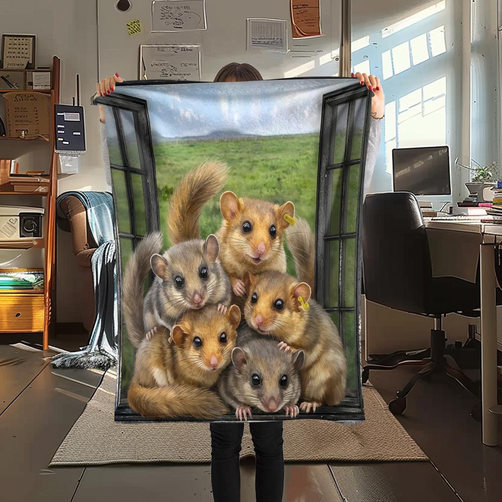 Window animals Print Flannel Blanket,High quality Comfortable for All Seasons,Home Decor,Warmth and Comfort,Perfect for Christmas Gifts