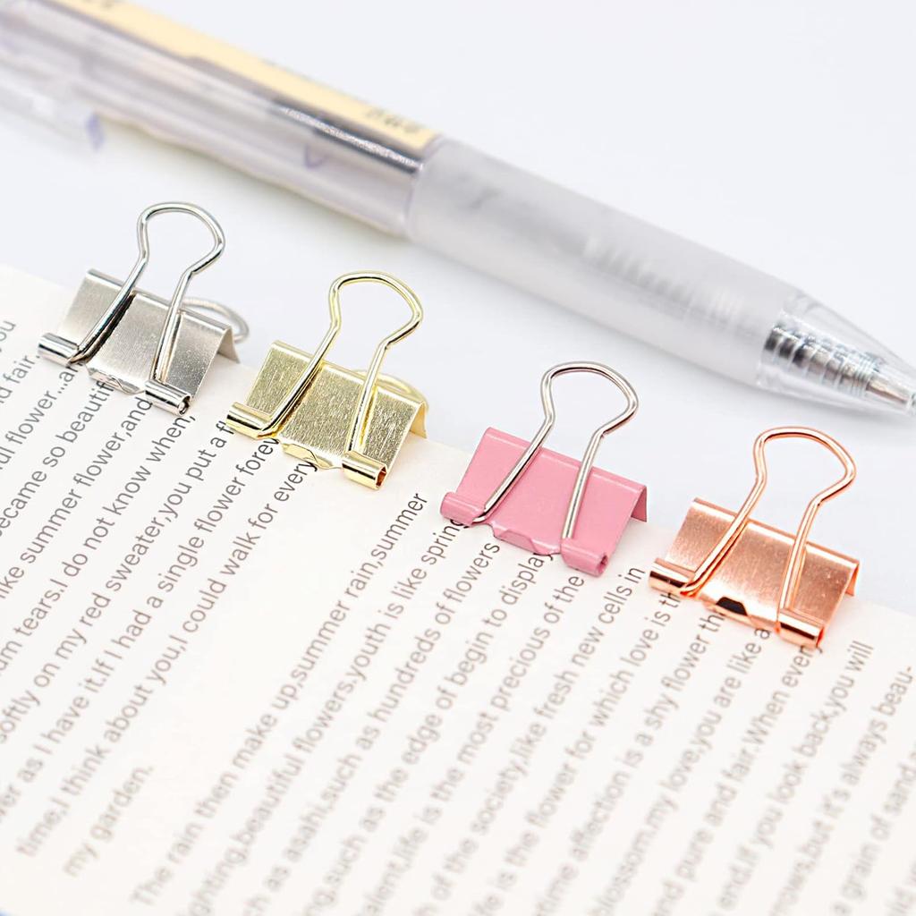 gold Mini Folder Clip 15mm Small Paperclip Office Bill Holder Universal for Home School and Office 100PCS