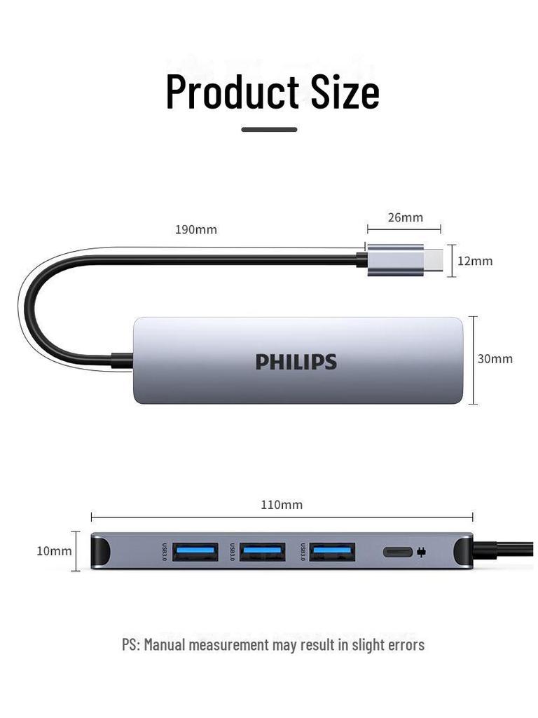 Хаб Philips Type-C для Apple и Huawei: HDMI, Сеть, Док-станция для расширения USB