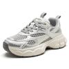 Августин серебристые папины кроссовки женские 2025 новинка лето сетчатые спортивные кроссовки для бега платформа-маффин повседневная обувь