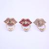 Finger Ring Holder Degree Rotating Metal Universal 360 Rhinestone Lips Shape Phone Ring