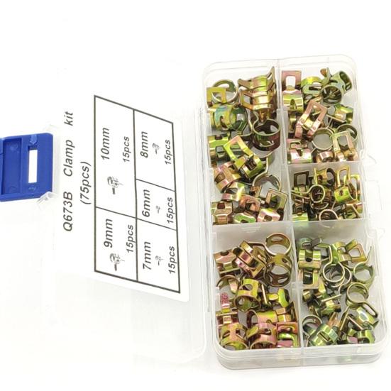 75Pcs 6-10mm Spring CPU Fuel Pipe Hoop Water Tube Clip Hose Clamp Metal Fastener