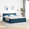 Ottoman Bed with Mattresses & LED Lighting Dark Blue 200x200 cm Velvet