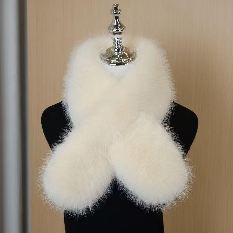 Women's Double-Sided Magnetic Fox Fur Scarf: Warm, Fashionable, Imitation Fur Neck Warmer for Winter