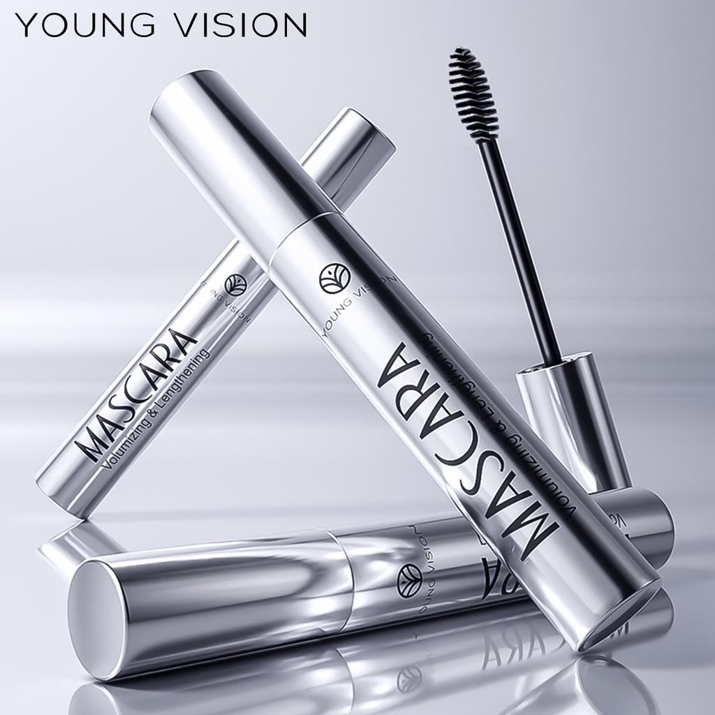 YOUNG VISION 1-компонентная тушь для ресниц Black Silver Tube, водостойкая, подкручивающая, с эффектом объема, тушь Silver Tube Black Brushed Fiber
