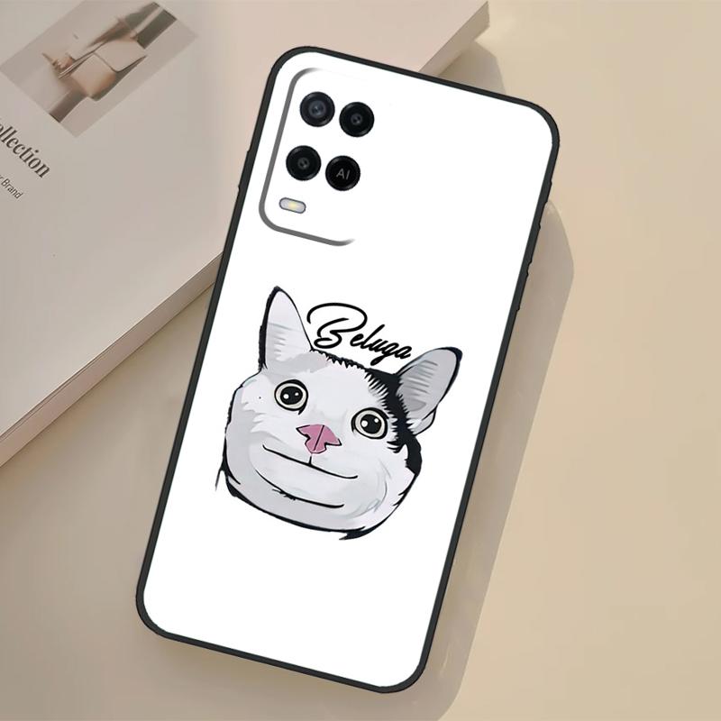 Мемное лицо Белуги Улыбающийся Чехол Для Oppo A17 A57 A77 A74 A54 A94 A78 A98 A18 A60 A80 A40 A38 A58 A96 A76 A16 A15 A5 Pro