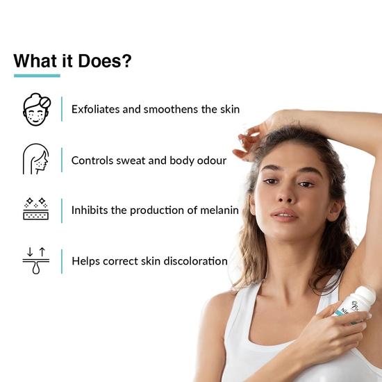 Fixderma Nigrifix Underarm Roll on с 6% AHA, молочной кислотой и 1% миндальной кислотой и койевой кислотой | Осветляет кожу и отшелушивает подмышки - 60 мл
