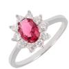 Silver Ring 'Victorina' Ruby White Silver (rhodium) - 12x10 Mm