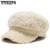 Women's Lamb Wool Berets Autumn and Winter Fashion All-match Hat Painter Octagonal Cap