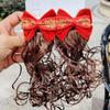 2pcs Cute Baby Wig Hairpin Chinese Style Red Bowknot Hairclip Children's Bow Wig  New Year Festive