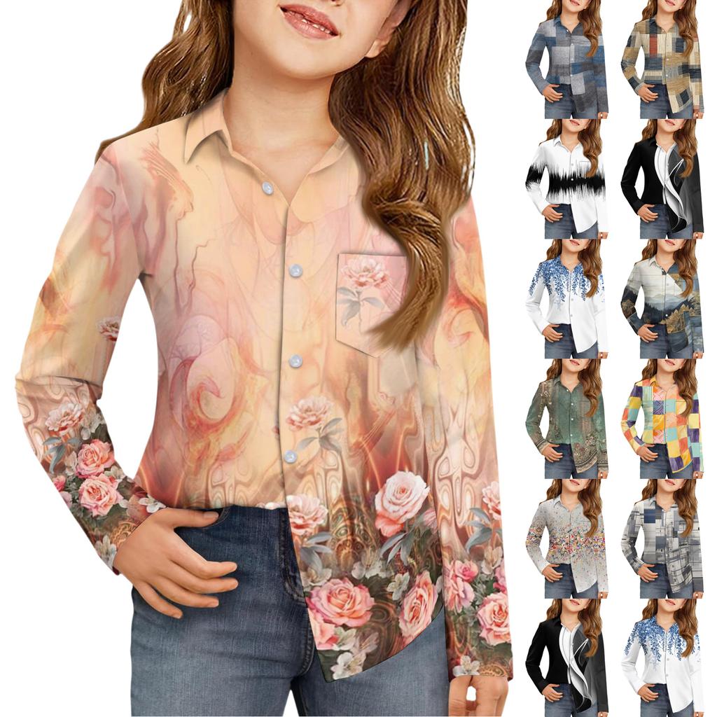 Girls' Button-Down Shirt - Long Sleeve Dress Blouse