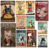 French Bulldog Coffee Club Dog Tin Sign Funny Puppy Poster Pet Shop Restaurant Home Decoration Vintage Metal Wall Plate Painting