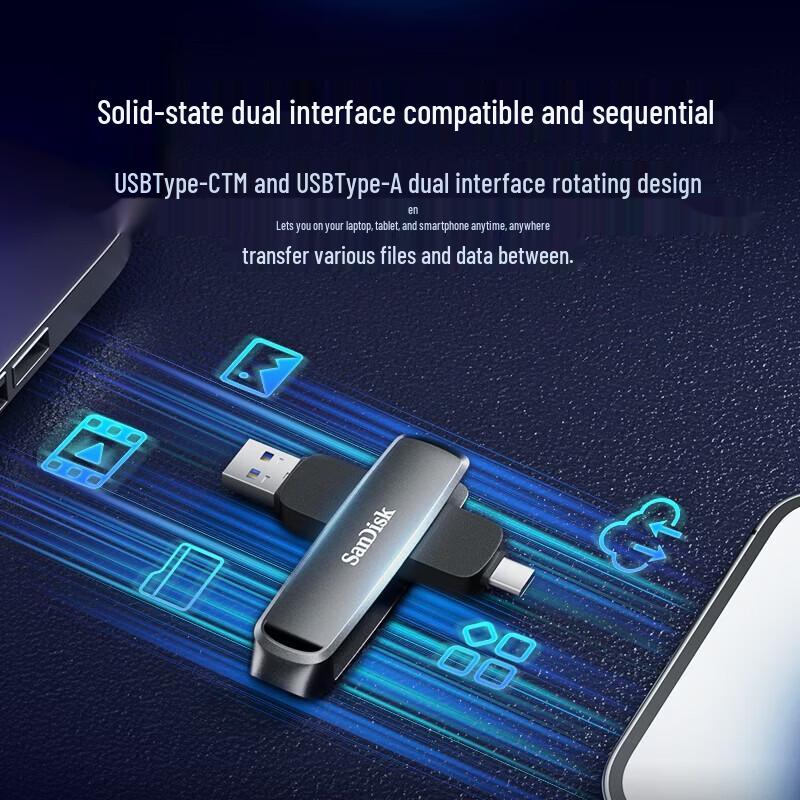 SanDisk DDE1 256 ГБ USB 3.2 Type-C Двухканальная флеш-память