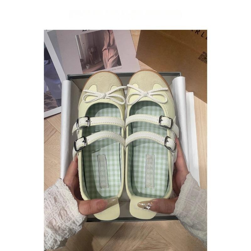 Cowhide Version~ Retro Mary Jane Single Shoes Women's Spring New Soft-soled Comfortable Ballet Flats Tide
