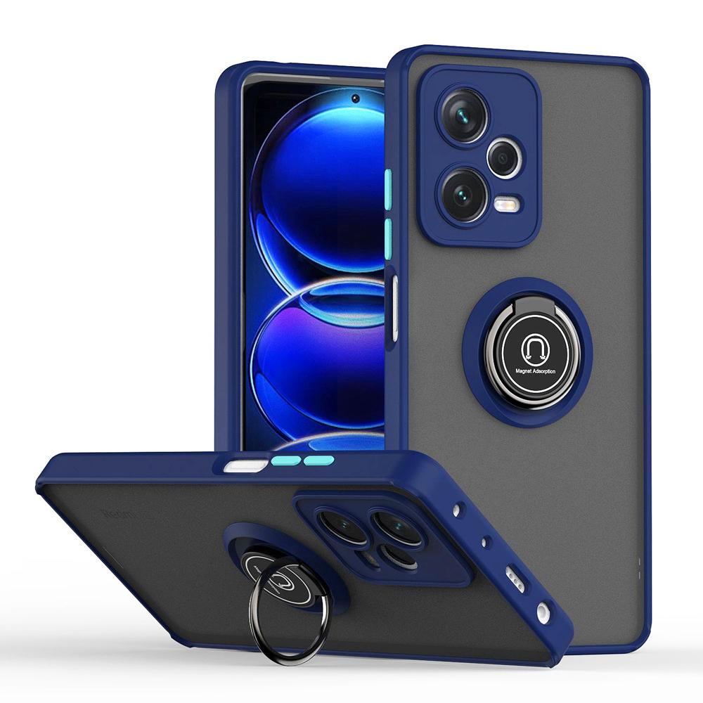 KEYSION Матовый чехол для Redmi Note 12 Pro + 5G, прозрачный силиконовый + подставка для кольца из поликарбоната, противоударный чехол для телефона для Xiaomi POCO X5 Pro 5G