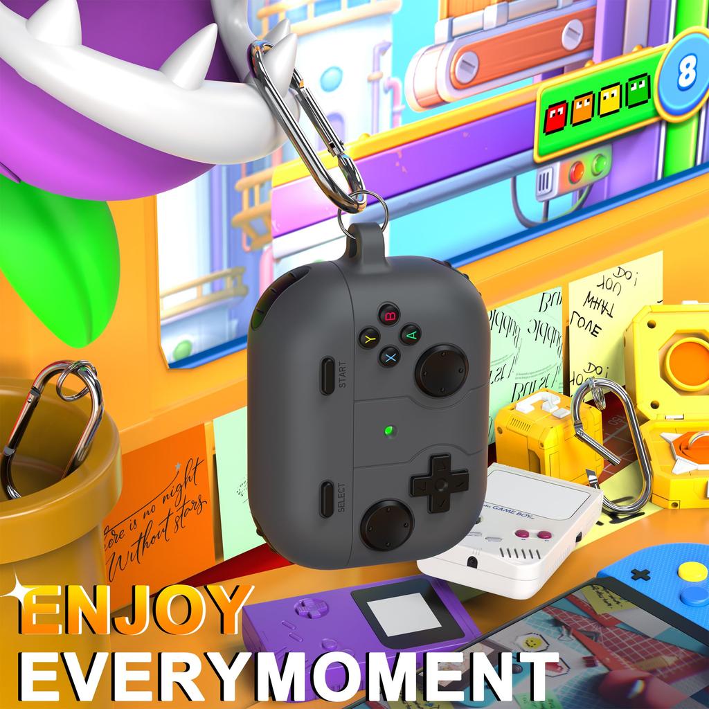 Для чехла для Airpods Pro 3 с брелоком Мягкий силиконовый защитный чехол-накладка с дизайном классической игровой консоли для Airpods Pro 3 (черный)