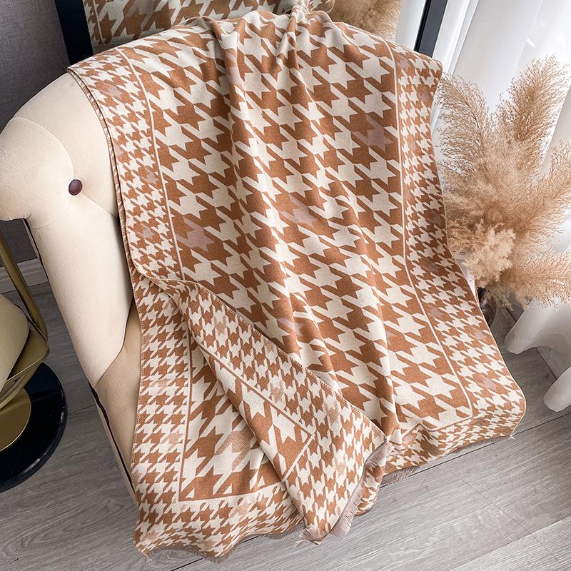 New Luxury Winter Two-Sided Cashmere Feel Jacquard Scarves High Quality Women Warm Thicken Wrap Shawl Ladies Pashmina Scarf