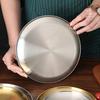 Round Dinner Plate Serving Platter Stainless Steel Barbecue Tray Korean Style Serving Dish Fruit Dessert Steak Plate