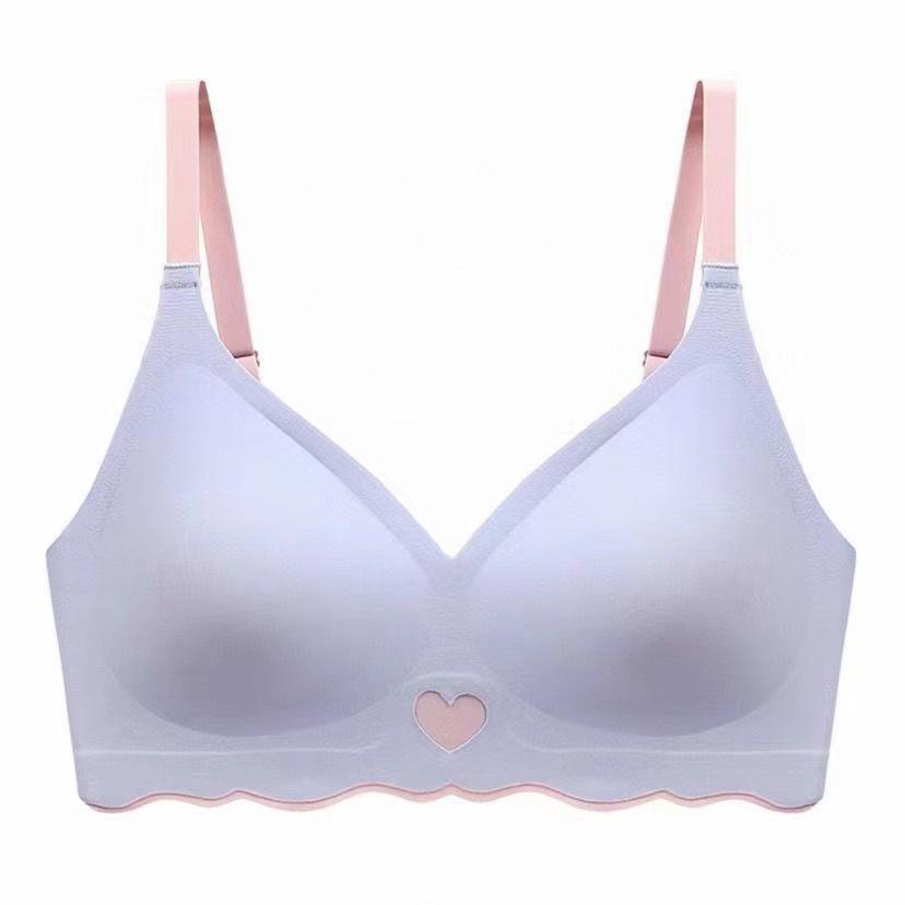 FINETOO Бюстгальтер без следов из ледяного шелка с сердечками, удобные трусики для женщин, цельное удобное нижнее белье для девочек