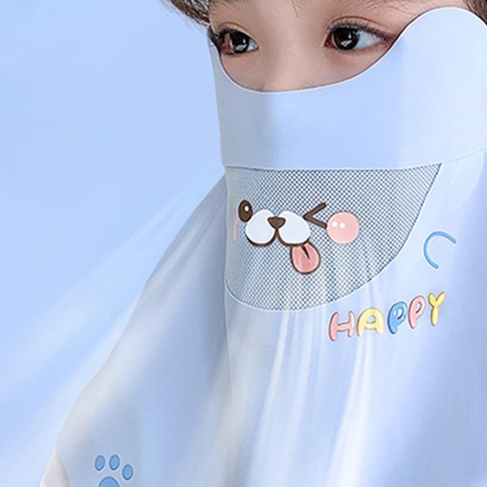 Cartoon Bear Sunscreen Face Veil UV Protection Neckline Face Cover Child Ice Silk Face Mask  Sports