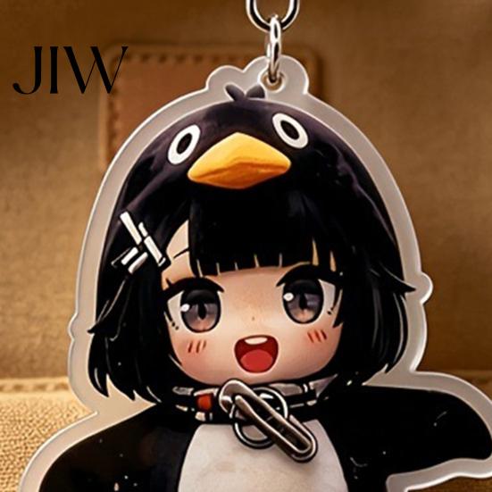Portable Acrylic Keychain Penguin Girl Keychain, Double Sided Car Key Collectible Ring, Decorative with Lobster Clasp, Fans Gift