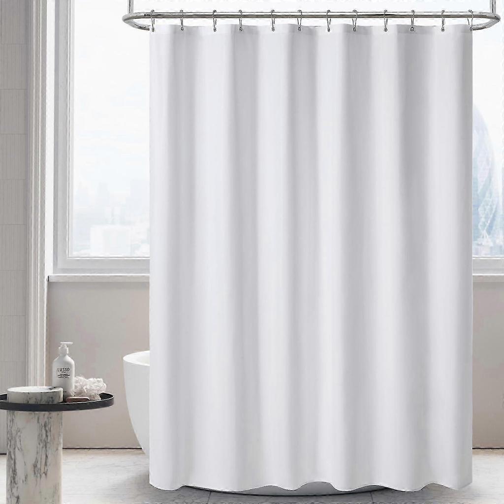White Waterproof Fabric Shower Curtain Liner 71x72 with Magnets and RustResistant Grommets