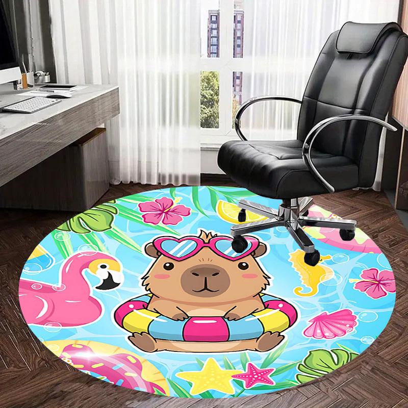 1PC Guinea pig, summer Non-Slip Floor Round carpet, Office, family, bedroom, Large Area Rug Indoor Rugs, Durable Polyester-Z0432