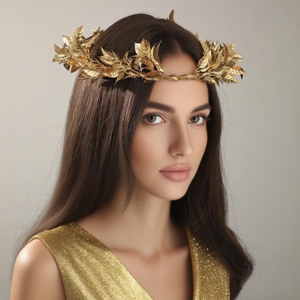 Maple Leaf Gold Bride Wreath Headband Handmade Braided Photography Hair Accessories Engagement