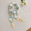Floral Countryside Style Spring and Summer Diamond Shaped Scarf Temperament Silk Scarf Women's Headband Tie Bag