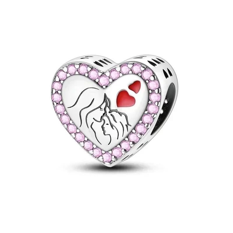 copper Heart Shaped Warm Family Love Mother Pendant Baby Feet Pacifier Charm Bead Charms Bead Charms Compatible With Bracelets Jewellery Gift