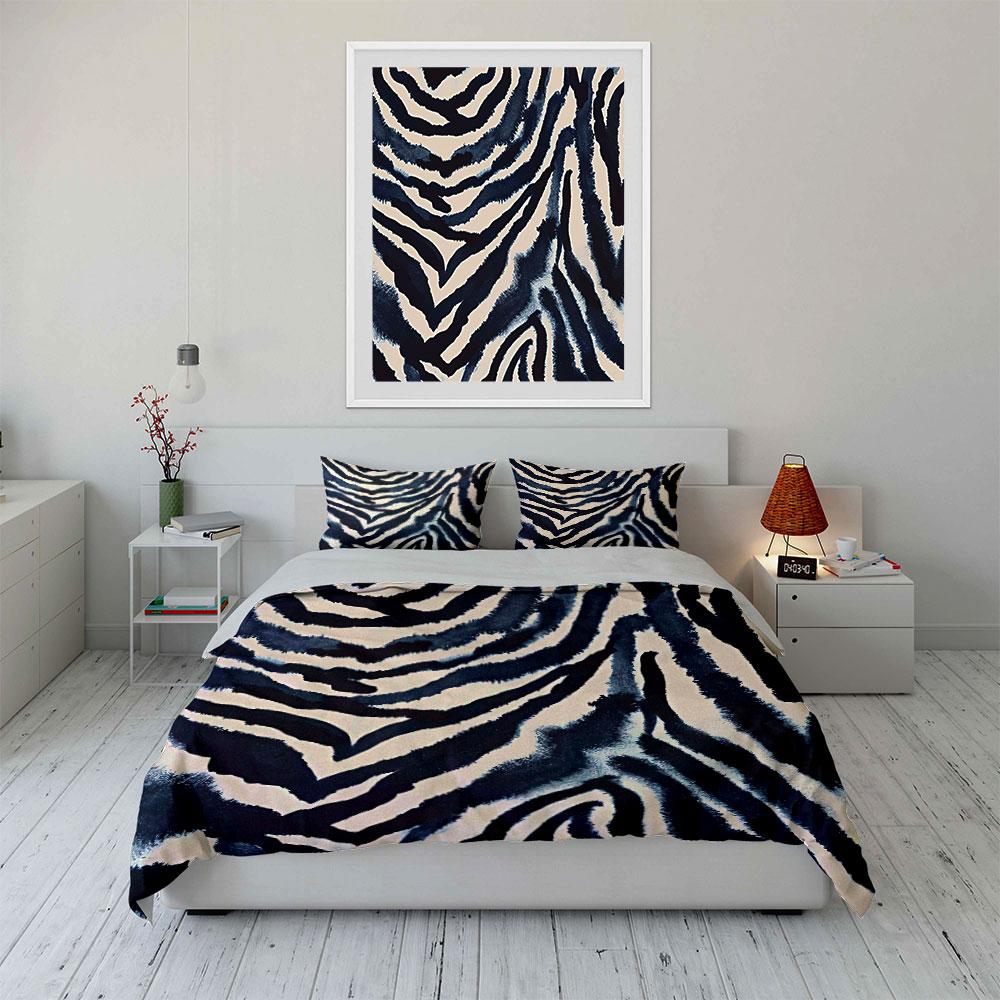 Navy Zebra Stripes Pattern Bedding Duvet Cover Set Duvet Cover Pillowcases (1*Duvet Cover 2*Pillowcases, without duvet insert)
