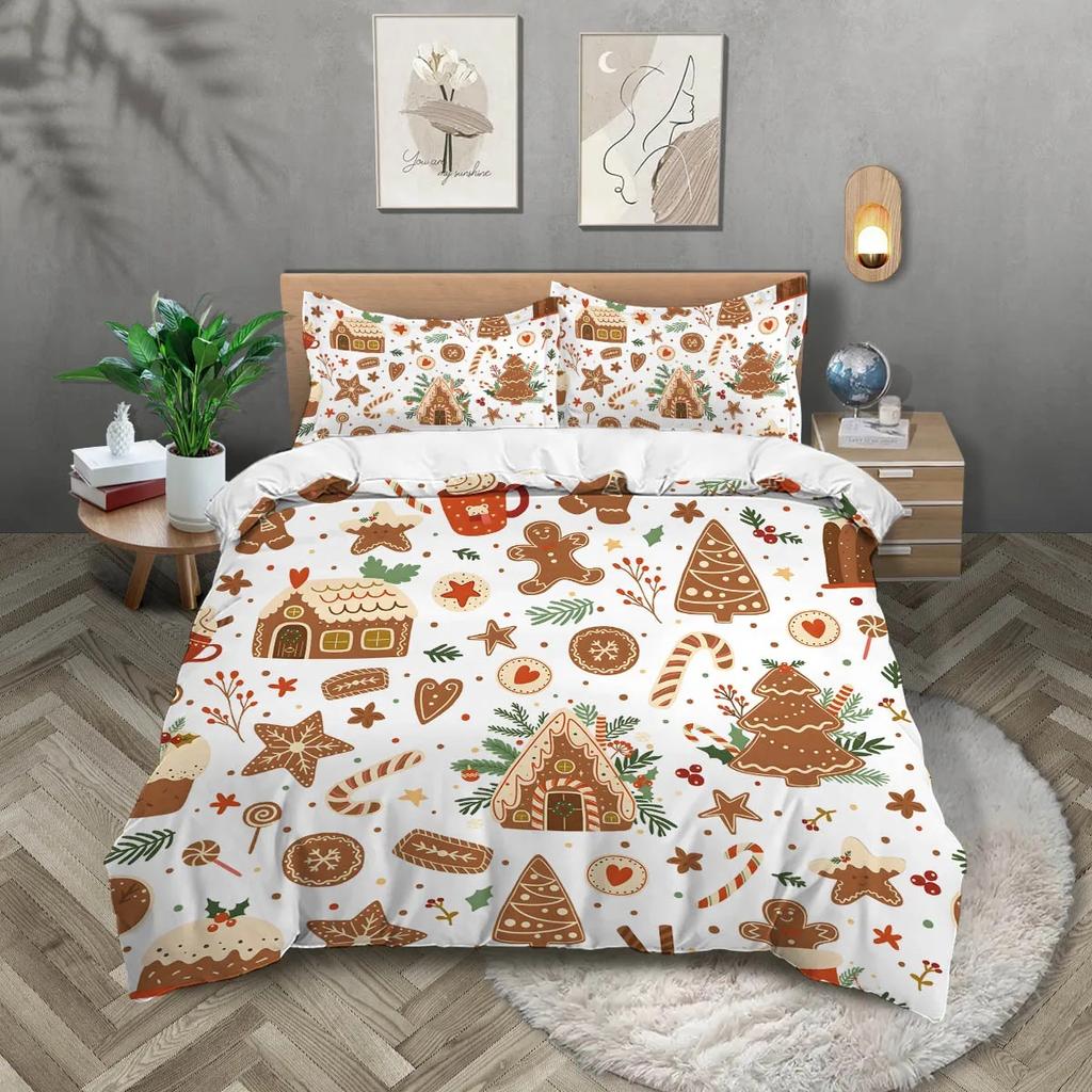 3-Piece Christmas-Themed Bedding Set Duvet Set Single Double Bed King Size Bed Set Adult Boys Bedroom Duvet Cover Pillow Case