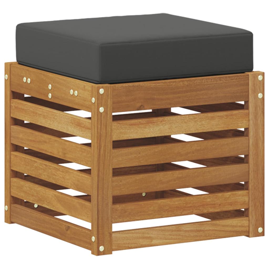 2 Piece Stool Bench in Natural and Anthracite Solid Acacia Wood