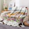 1PC Floral Cow Animals Print FlAannel Blanket, High quality Comfortable for All Seasons, Home Decor, Warmth and Comfort