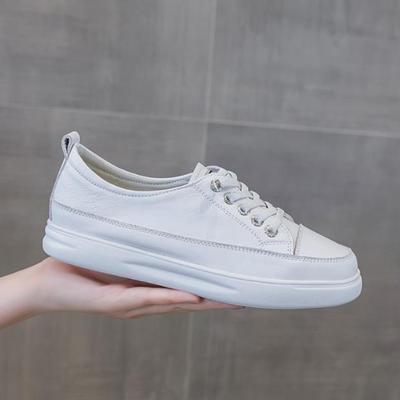 Женские повседневные кроссовки из натуральной кожи 2 см, большие размеры 43, весенне-летние кеды для скейтбординга, женские маленькие белые вулканизированные туфли